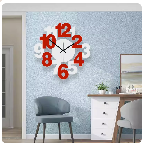 Hot Push Wall Clock (Medium White + Red) 20 Inches and Over