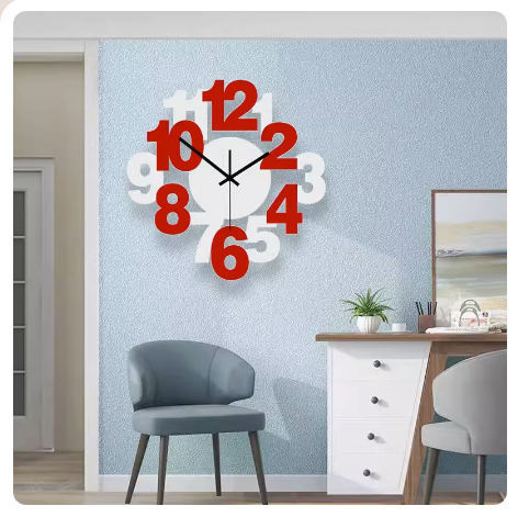 Hot push wall clock (large white + red) 20 inches or more