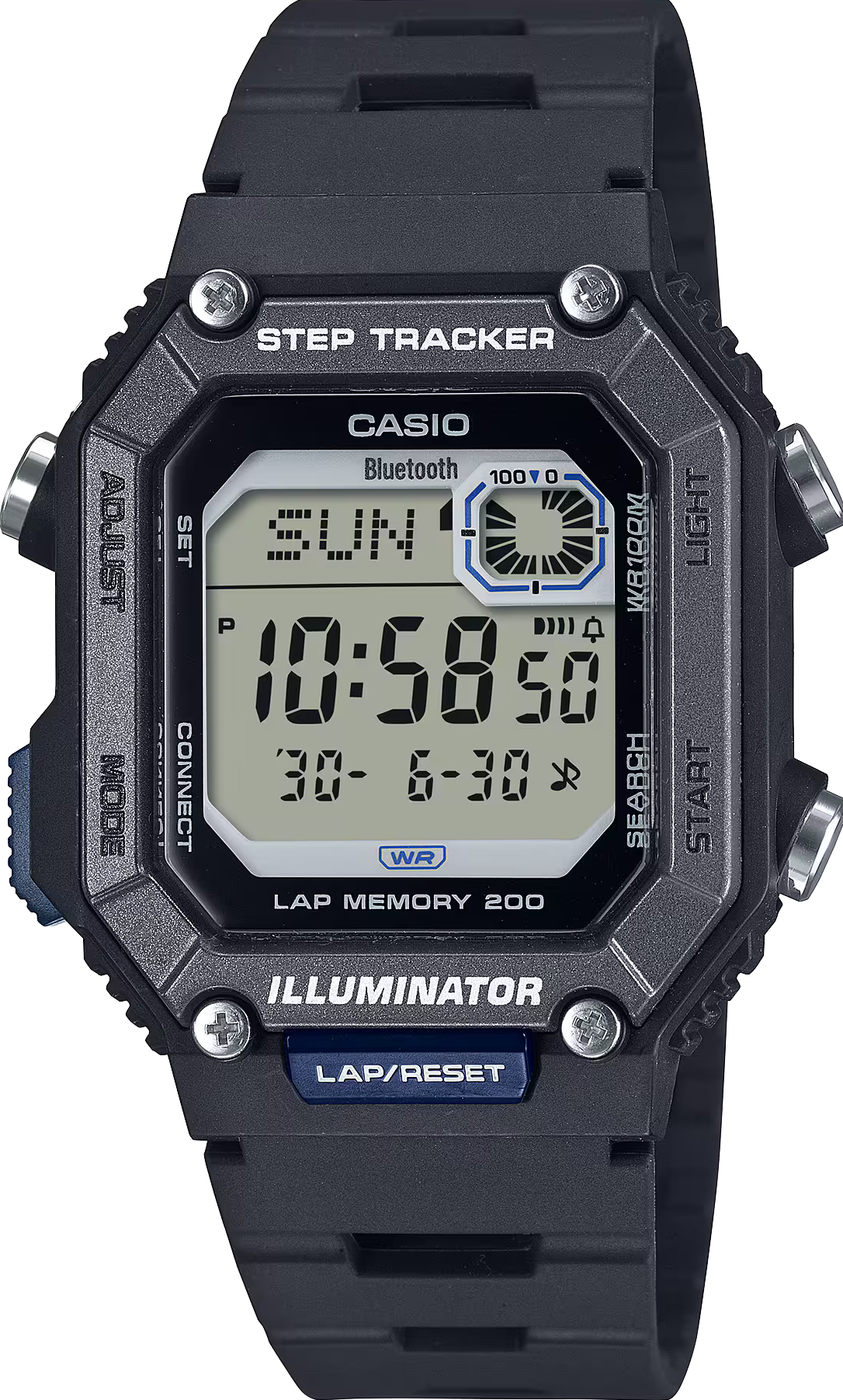 萬年鐘錶 - 卡西歐  CASIO  藍芽計步數位顯示電子錶  WS-B1000-1AV  錶徑 : 41.3MM