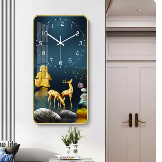 Hot style living room wall clock ([crystal porcelain picture]-Jinlu Yunlai large [40*80cm])