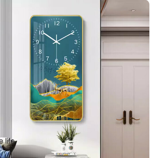 Hot style living room wall clock ([Crystal Porcelain Picture]-Fulu Shengcai Large [40*80cm])