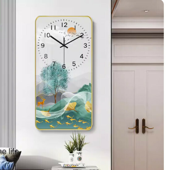 Popular living room wall clock ([crystal porcelain picture]-auspicious elk large [40*80cm])