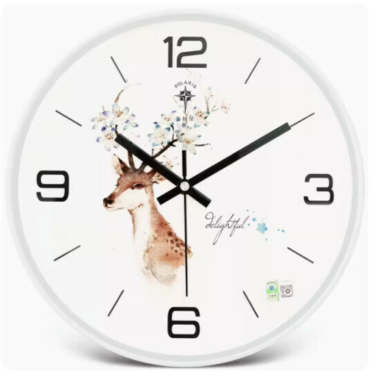 Popular living room wall clock (white-Lucky Deer 12 inches (diameter 30.5cm))