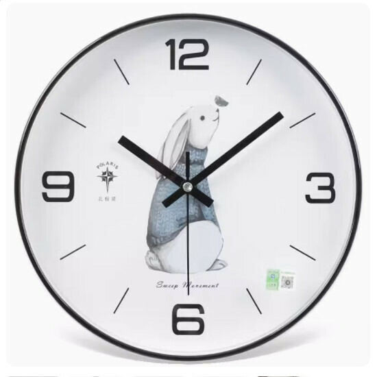 Popular living room wall clock (black-cute rabbit 12 inches (diameter 30.5cm))