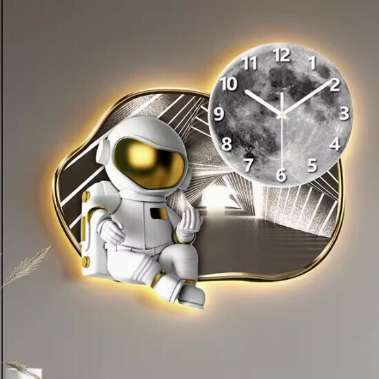 Popular living room wall-mounted clock (small size A - ambient light plug-in model [58*51cm] 20 inches or more)