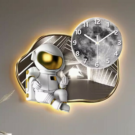 Popular living room wall clock (A type large - ambient light plug-in type [58*51cm] 20 inches or more)