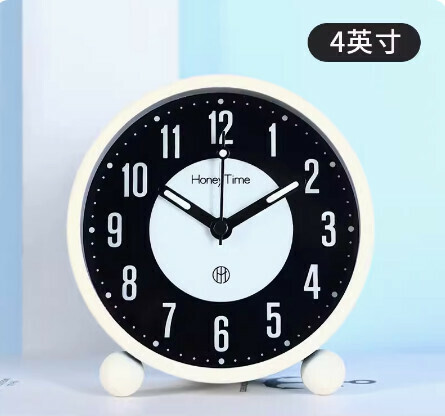 爆款小鬧鐘     時鐘（4寸）（新款黑白夜光）