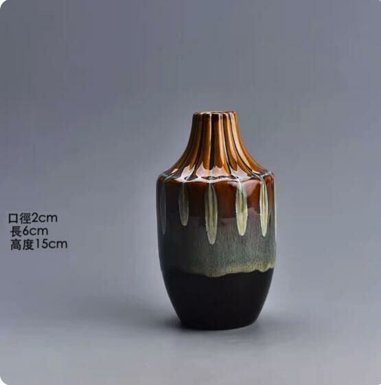 爆款復古陶瓷花瓶擺件(窯變銹深花器)