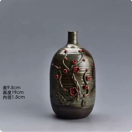爆款復古陶瓷花瓶擺件(水滴捏花花瓶)