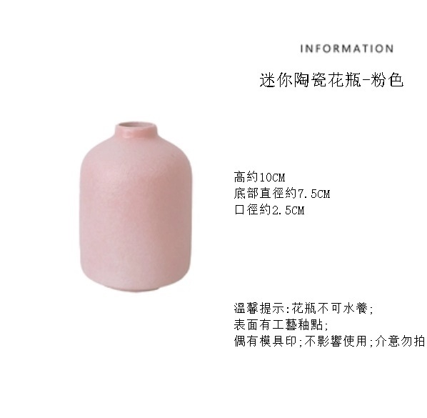 爆款現代簡約小花瓶（迷你Q版陶瓷花瓶 粉色）