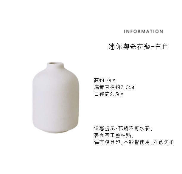 爆款現代簡約小花瓶（迷你Q版陶瓷花瓶 白色）