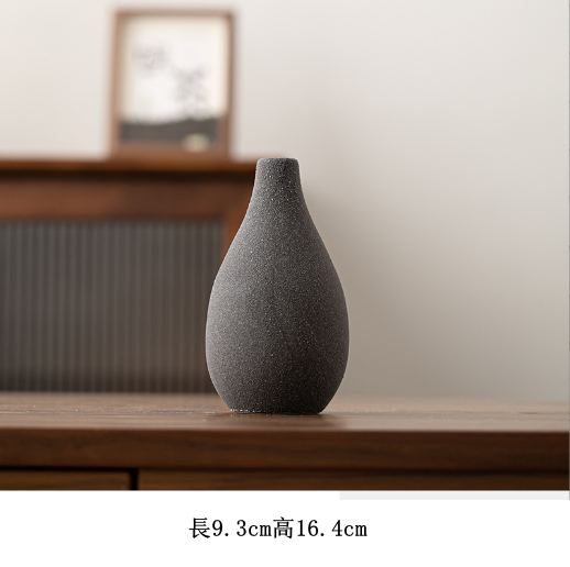 新款陶瓷花瓶（粗陶花器--水滴瓶【灰黑】）