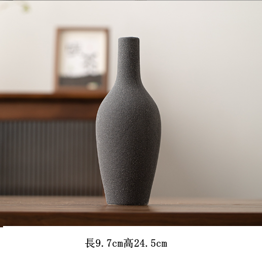 新款陶瓷花瓶（粗陶花器--保齡球瓶【灰黑】）