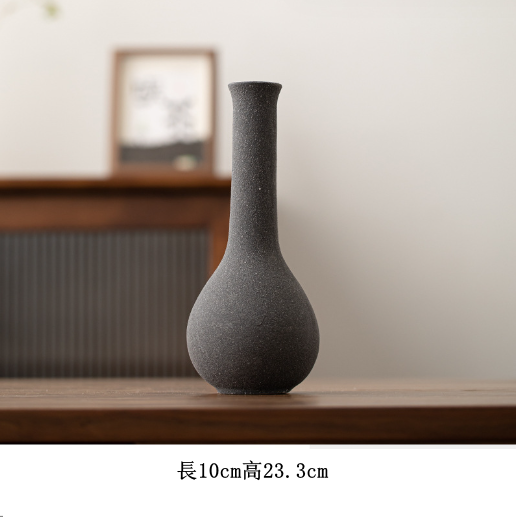 爆款陶瓷花瓶（粗陶花器--玉淨瓶【灰黑】）
