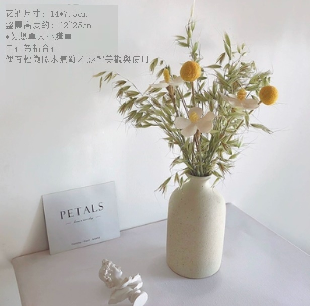 新款幹花花瓶擺件（粗陶花瓶 紫羅蘭麥穗）
