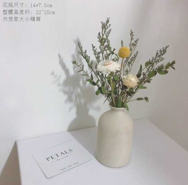 新款幹花花瓶擺件（粗陶花瓶 小葉太陽菊）
