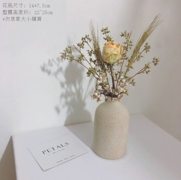 新款幹花花瓶擺件（粗陶花瓶 麥穗米果）