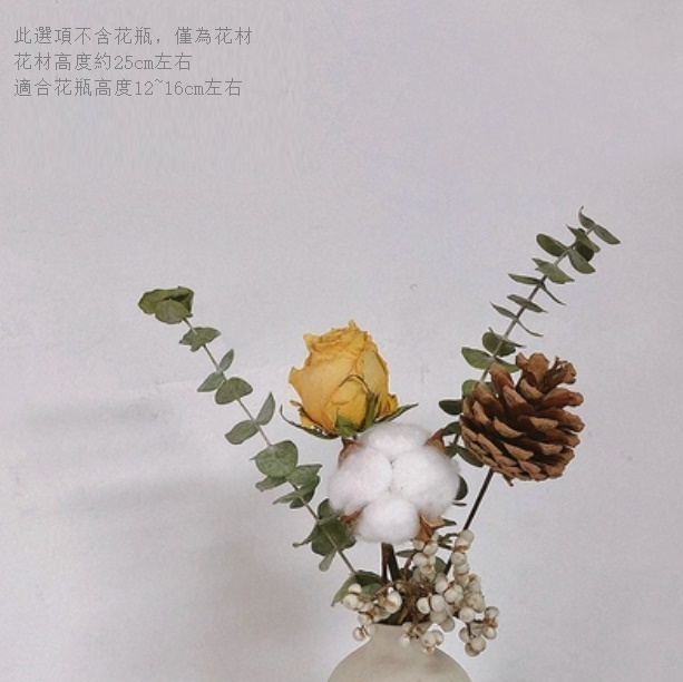 新款幹花花瓶擺件（不含粗陶花瓶 白果果玫瑰）
