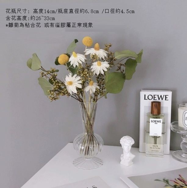 新款家居擺設插花（小肚瓶 星蘭圓葉）