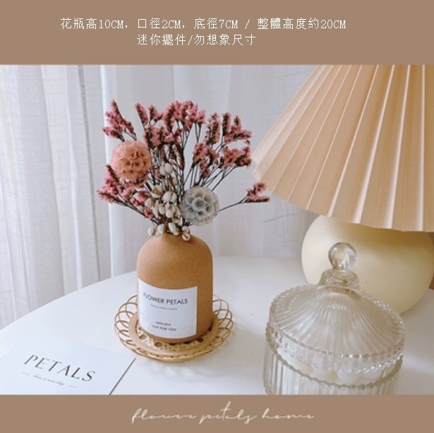 新款沙漠系列迷你幹花花束（卡其色mini花瓶 風車水晶）