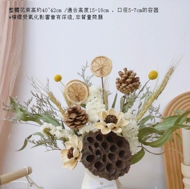 新款燕麥穗天然真花風幹（不含花瓶 白荷檸枝）