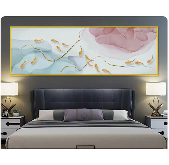 熱賣裝潢壁畫貼紙 牆貼【BN-23-九魚聚財D款】【中號-寬150cm*高50cm】 