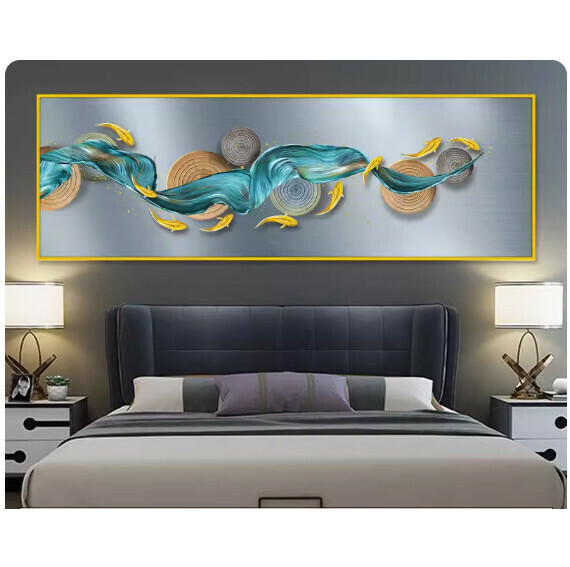 熱賣裝潢壁畫貼紙 牆貼【BN-22-九魚聚財C款】【特大-寬210cm*高70cm】 