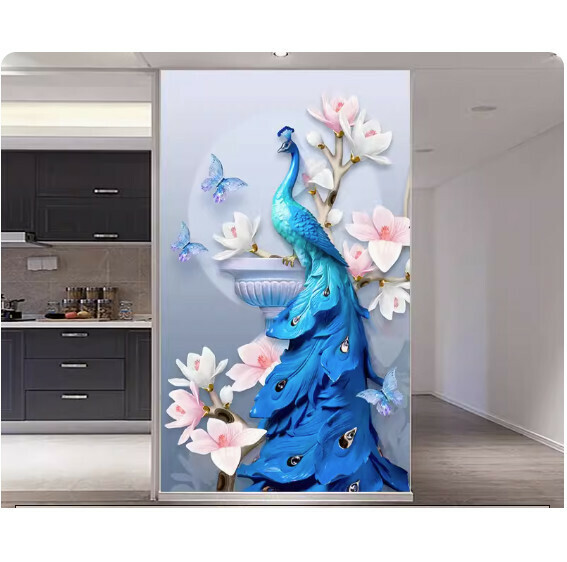 熱賣裝潢壁畫貼紙 牆貼【VA-4-絢藍孔雀】【小號-寬60cm*高120cm】 