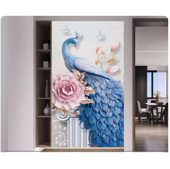 熱賣裝潢壁畫貼紙 牆貼【QQ-10-靜雅孔雀】【小號-寬60cm*高120cm】 