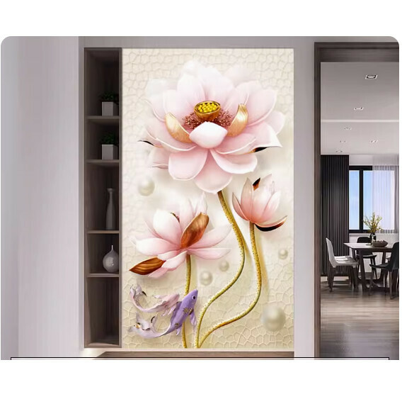 熱賣裝潢壁畫貼紙 牆貼【QQ-6-靜雅蓮花】【中號-寬70cm*高140cm】 