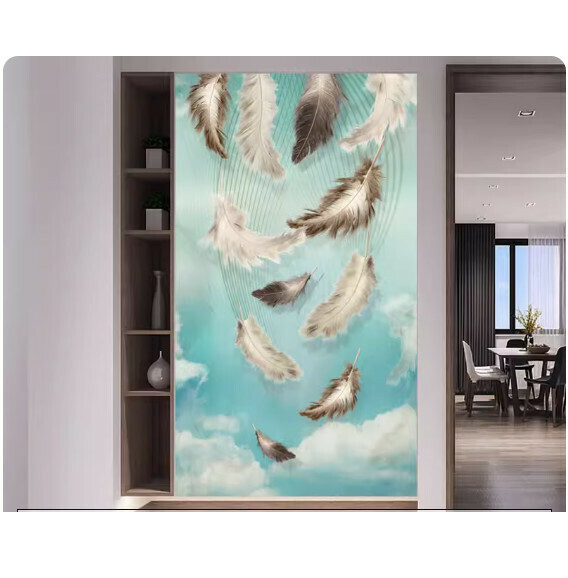 熱賣裝潢壁畫貼紙 牆貼【QQ-24-天空羽毛】【中號-寬70cm*高140cm】 