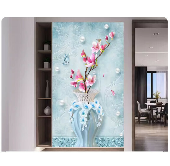 爆款裝潢壁畫貼紙 牆貼【QQ-2-雅藍花瓶】【超大號-寬100cm*高200cm】 