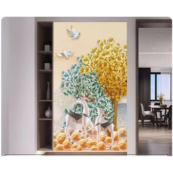 爆款裝潢壁畫貼紙 牆貼【QQ-13-北歐麋鹿】【超大號-寬100cm*高200cm】 