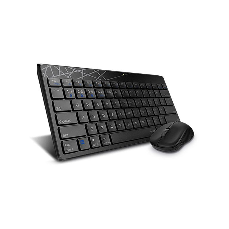 RAPOO - 8000T 藍牙+2.4G三模式迷你鍵鼠套裝 – 黑色 (中文倉頡、注音、 大易版)