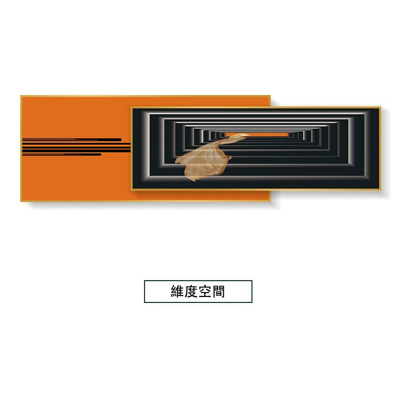 新款輕奢大氣壁畫裝飾牆畫(【80*180】大+【70*180】小=總長【80*270】 維度空間 鋁合金拉絲外框【富貴金】)