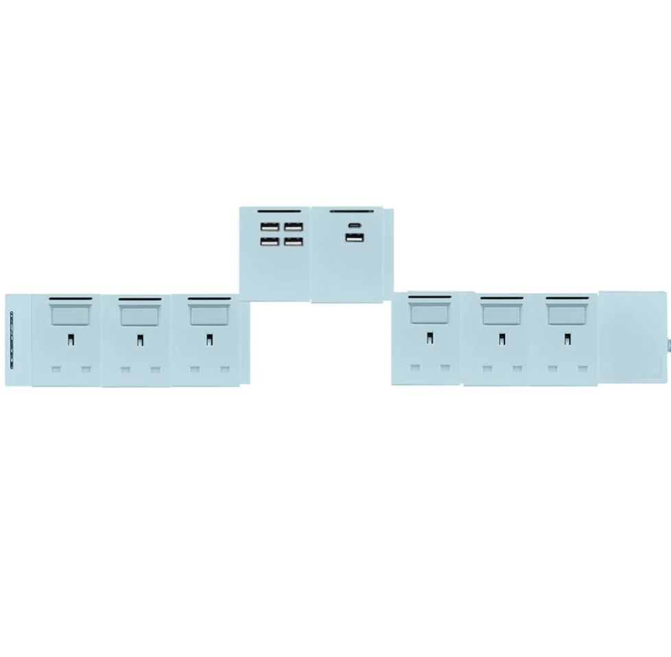 8模組 - 1A1C + 4USB + 13A + 開關組合｜單色系列｜MY SOCKET 組合拖板