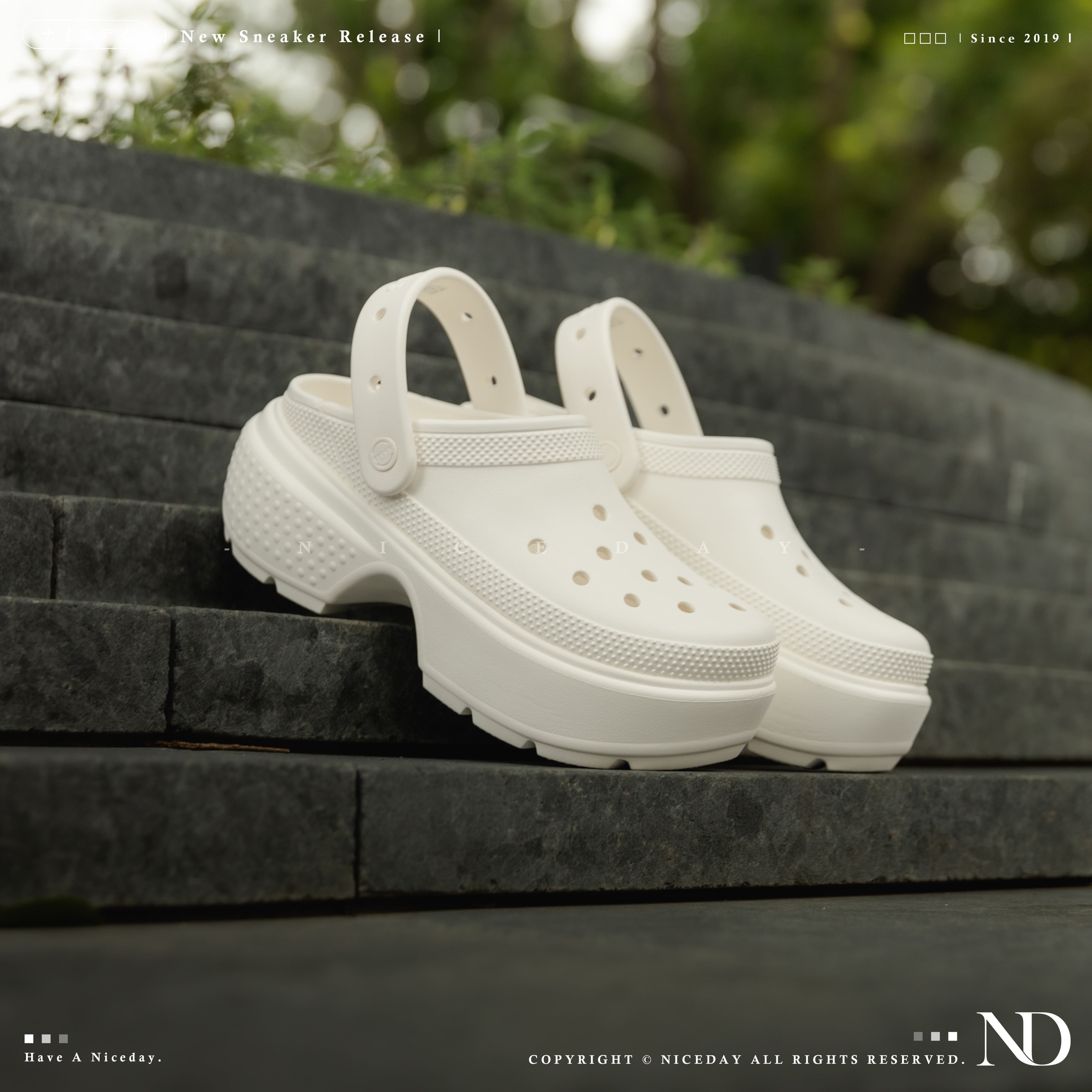 NICEDAY 現貨 Crocs Classic Crush 雪屋 洞洞鞋 厚底 老爹鞋 黑白 男女尺寸