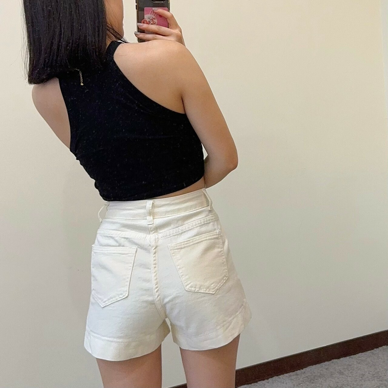 高腰杏色短褲（現貨）