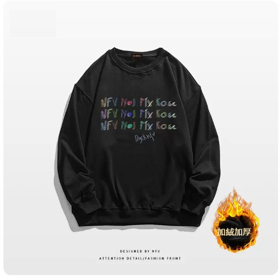 爆款圓領衛衣【M-3XL】【黑色-加絨加厚】(下單後聯絡客服確認發貨尺碼) 