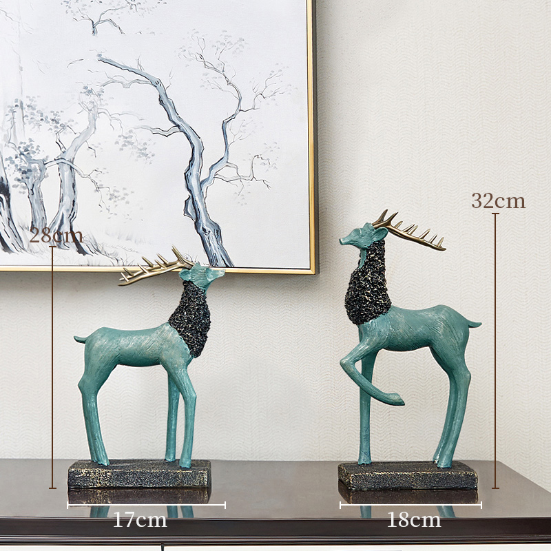 Hot new Chinese style high-end ornaments (a pair of bronze deer ornaments)