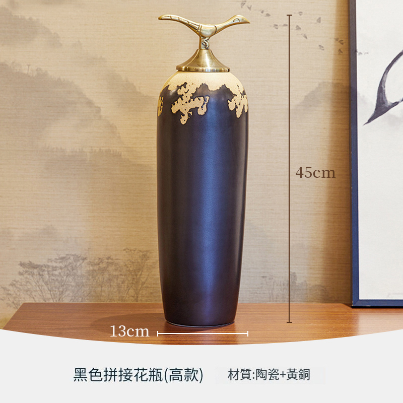 Popular new Chinese style high-end ornaments (black spliced ​​vase - high style)