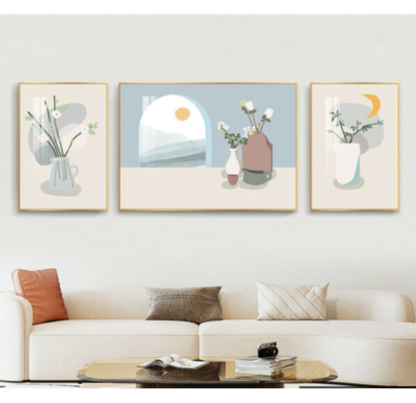爆款牆壁掛畫三聯畫【F款-12mm薄板】【中間80*60cm+左右40*60cm】【亮麗水晶膜】 