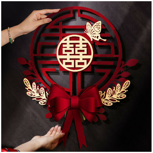 熱賣結婚專用 婚房佈置 大門喜字貼（愛慕一生【加厚植絨布】尺寸：36x45CM）