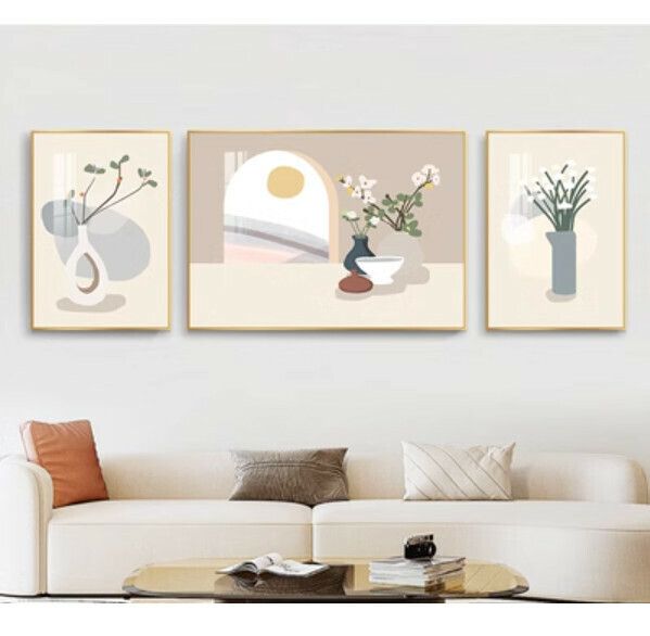 爆款牆壁掛畫三聯畫【C款-25mm厚板】【中間60*40cm+左右30*40cm】【亮麗水晶膜】 