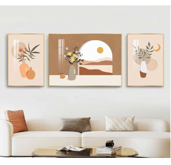 爆款牆壁掛畫三聯畫【L款-25mm厚板】【中間80*60cm+左右40*60cm】【亮麗水晶膜】 