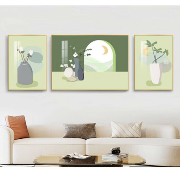 爆款牆壁掛畫三聯畫【E款-25mm厚板】【中間90*70cm+左右50*70cm】【亮麗水晶膜】 