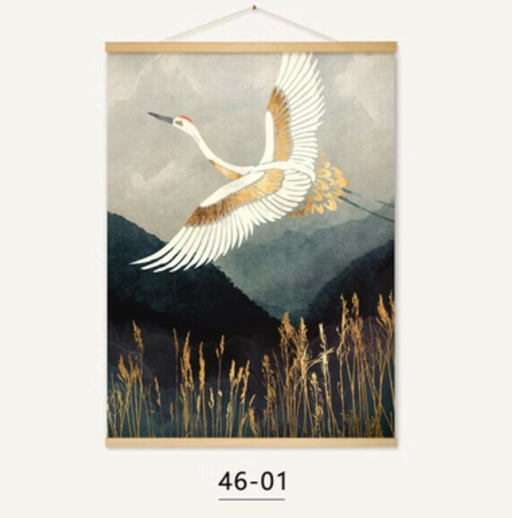 熱推裝潢掛畫【46-01款-（實木軸+布藝畫）】【31*41CM】 