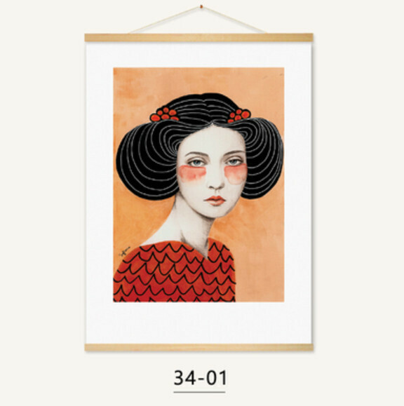 熱推裝潢掛畫【34-01款-（實木軸+布藝畫）】【41*61CM】 