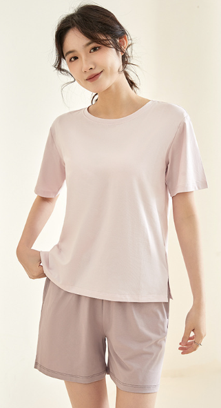 LYS - 冰瓷棉夏季家居服短袖帶胸墊