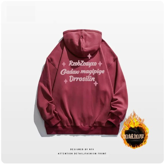 爆款開衫拉鍊衛衣【M-3XL】【酒紅色-加絨加厚】(下單後聯絡客服確認發貨尺碼) 
